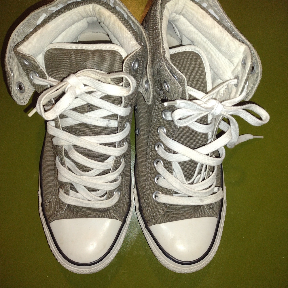 Gray Converse High Tops Fold Down